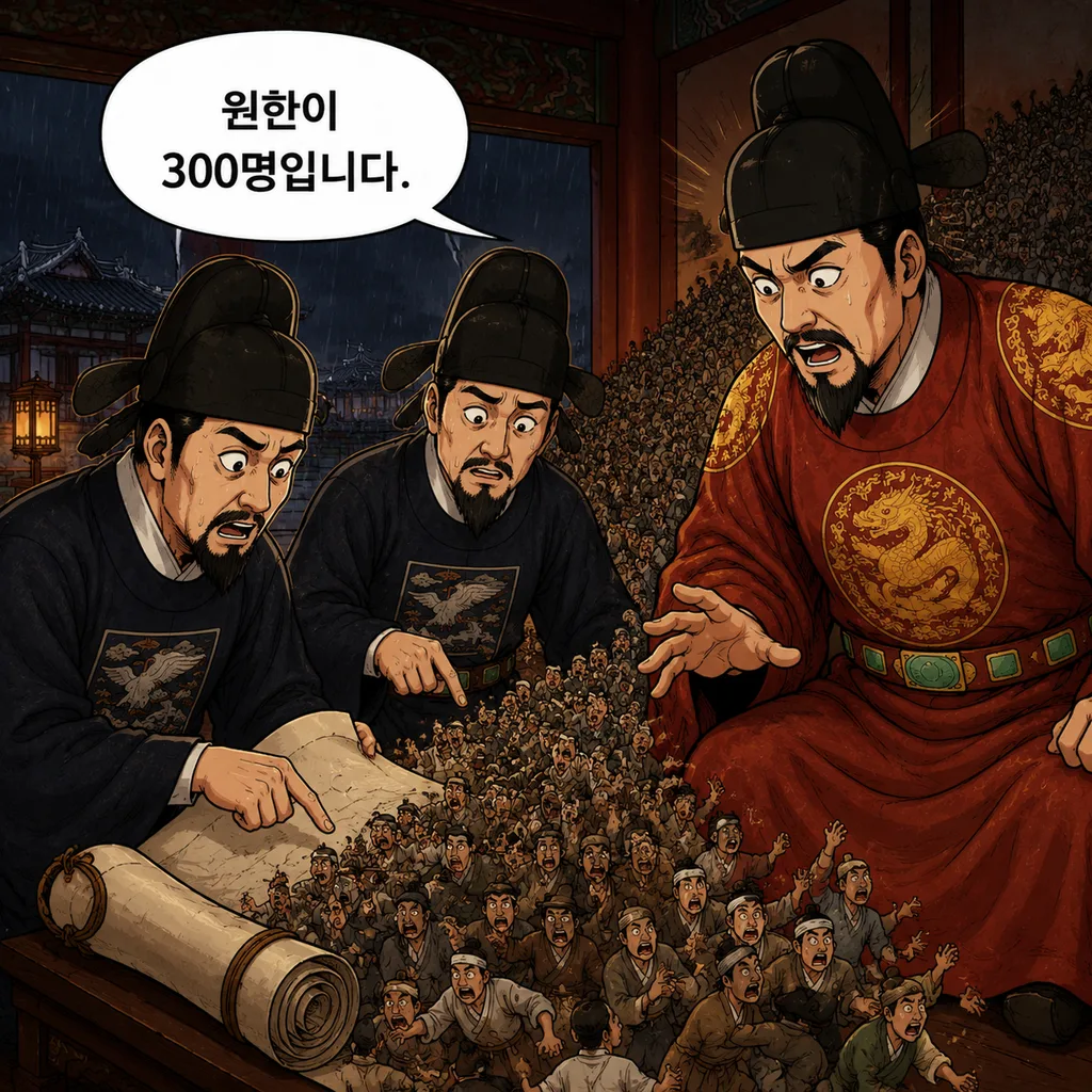 세종, 사신 보고 듣다가 원한 300명을 만남 2컷