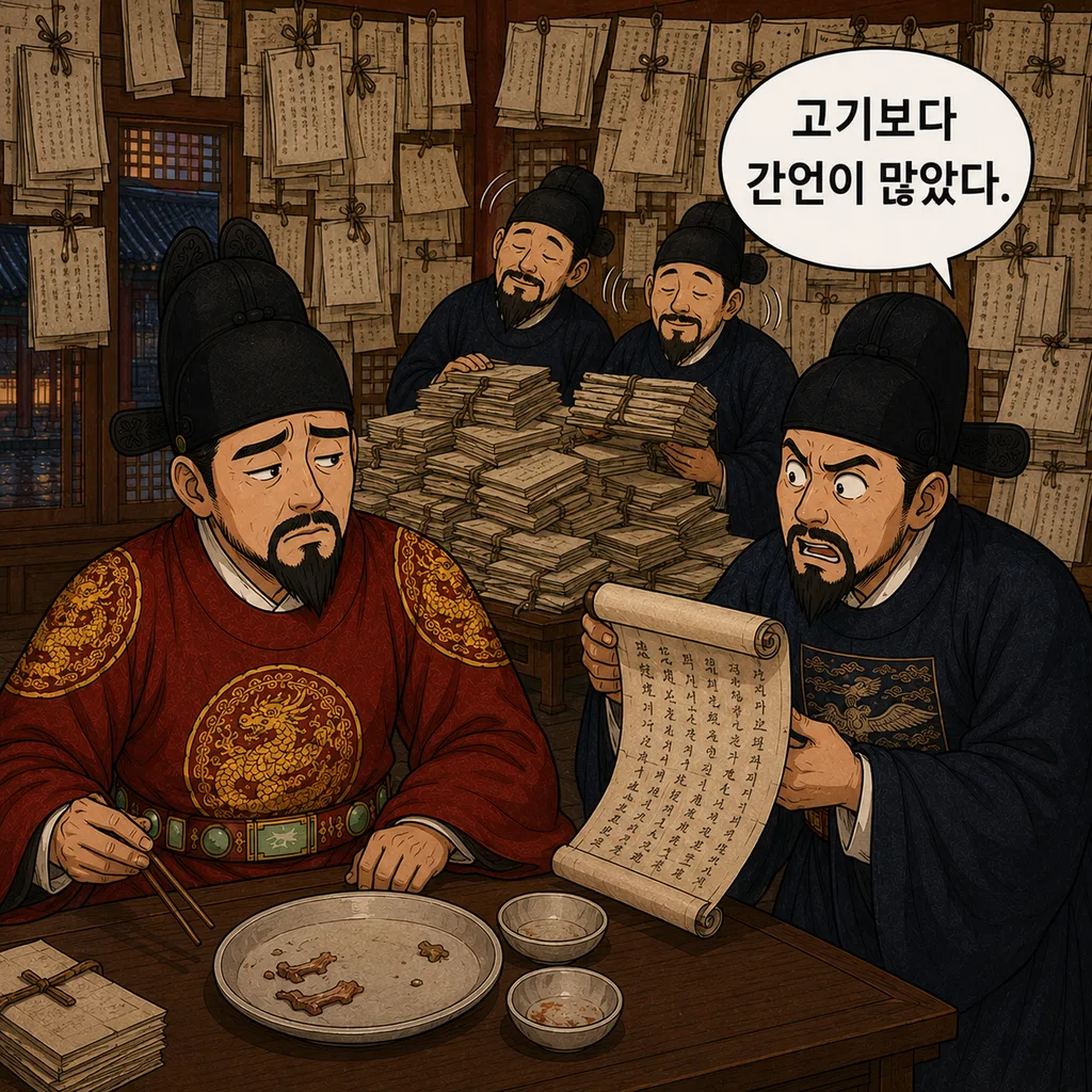 세종, 고기 한 점 먹으려다 국정 회의 됨 4컷