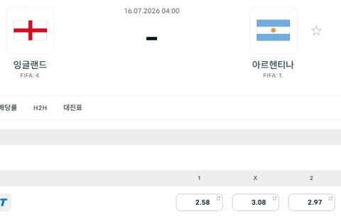 잉글랜드 vs 아르헨티나 배당