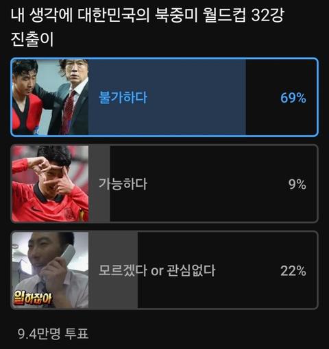 제대로 싸늘해진 월드컵 32강 진출 설문조사(12)