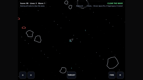 Asteroids (GPT 5.4 Mini) gameplay preview