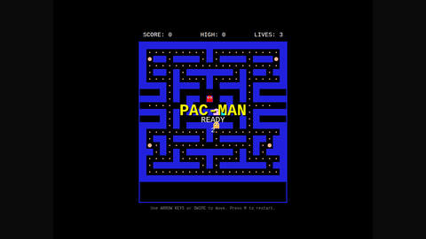Pac-Man (GLM 4.7) gameplay preview
