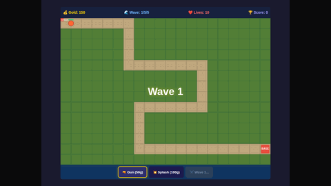 Tower Defense (DeepSeek V4 Flash) gameplay preview