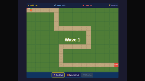 Tower Defense (DeepSeek V4 Flash) gameplay preview