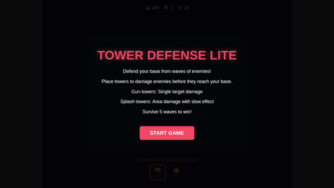 Tower Defense (GLM 4.7) gameplay preview