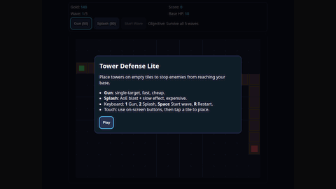 Tower Defense (GPT 5.3 Codex) gameplay preview