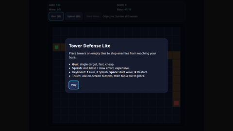 Tower Defense (GPT 5.3 Codex)