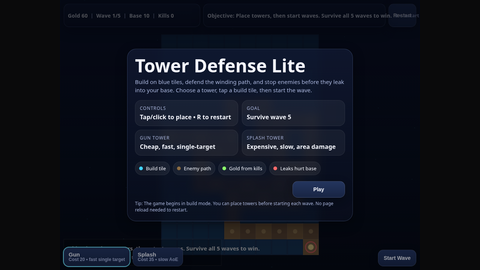 Tower Defense (GPT 5.4 Mini)