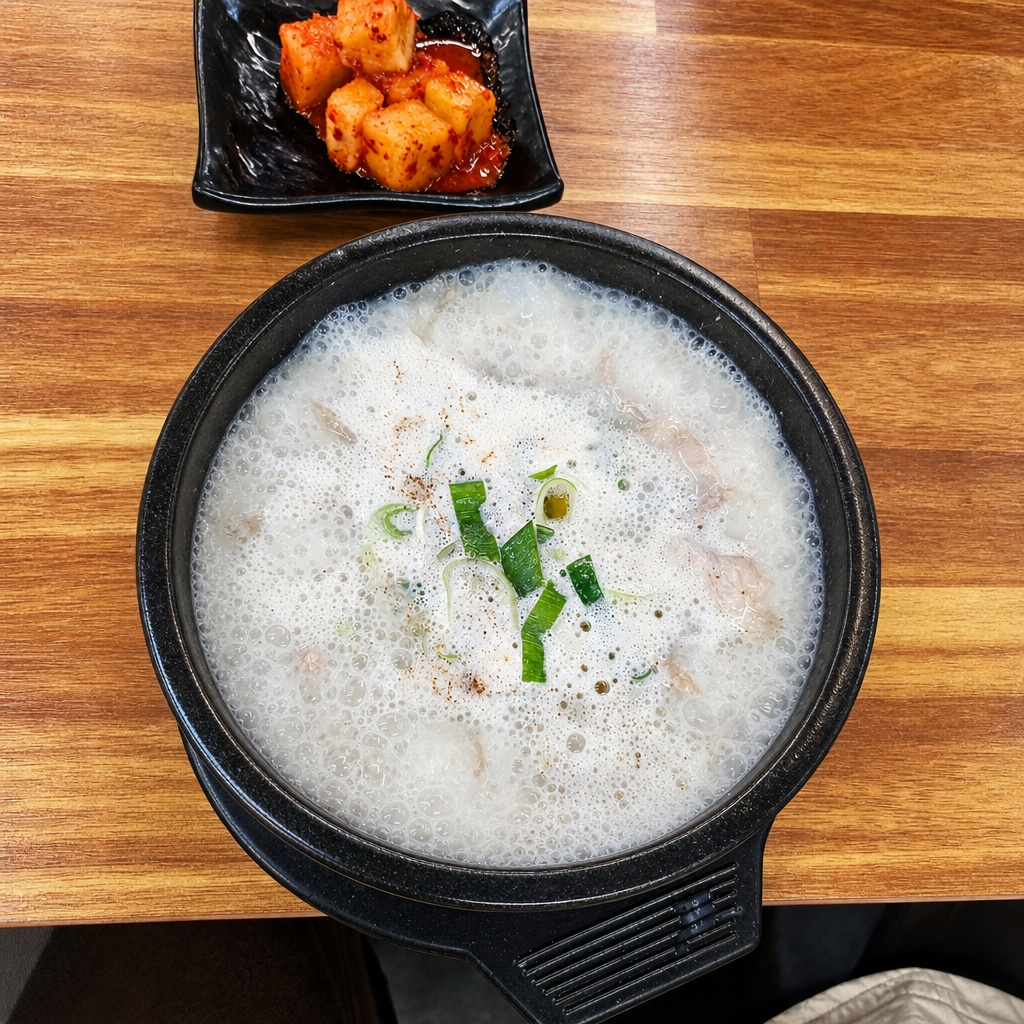 水百堂乾淨俐落的外觀與咕嘟咕嘟沸騰的豬肉湯飯