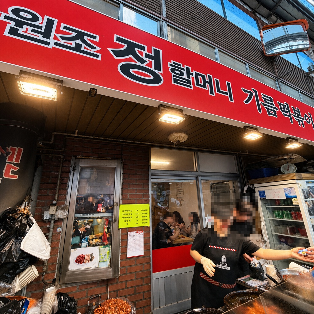 꾸덕한 양념의 떡볶이와 활기 넘치는 통인시장 내부