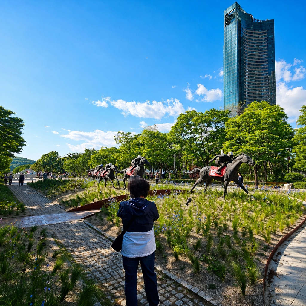 서울숲 공원의 풍경과 거울 연못