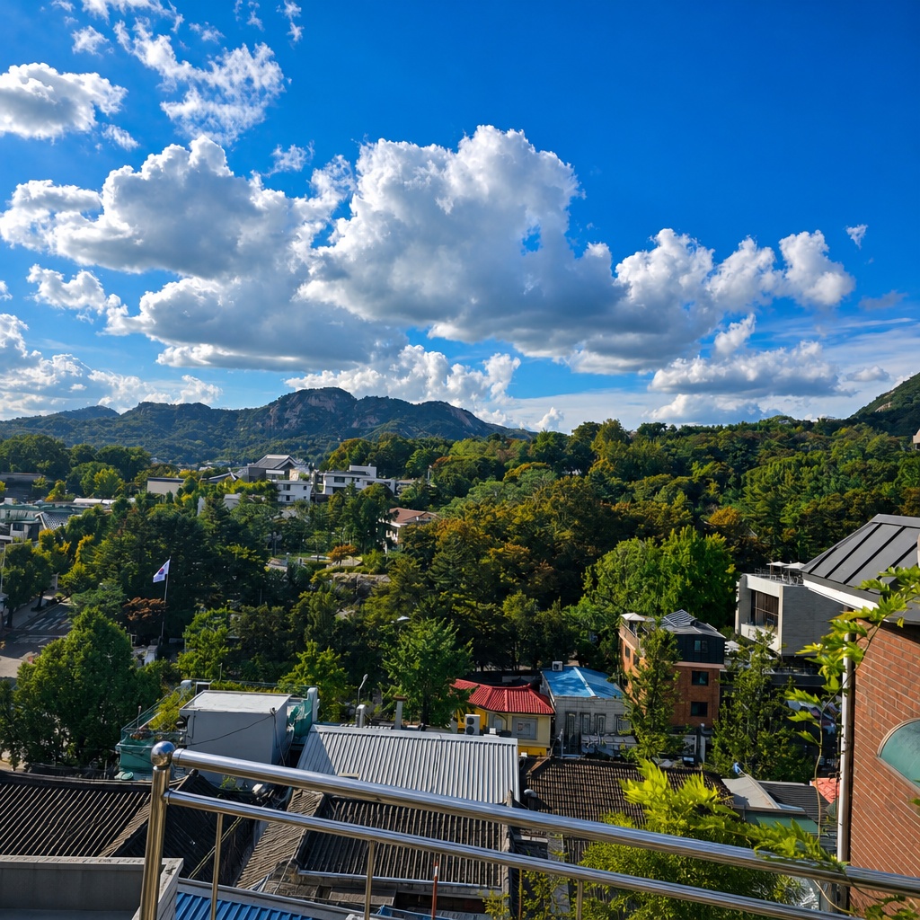 전망대에서 바라본 서울 도심과 인왕산 전경