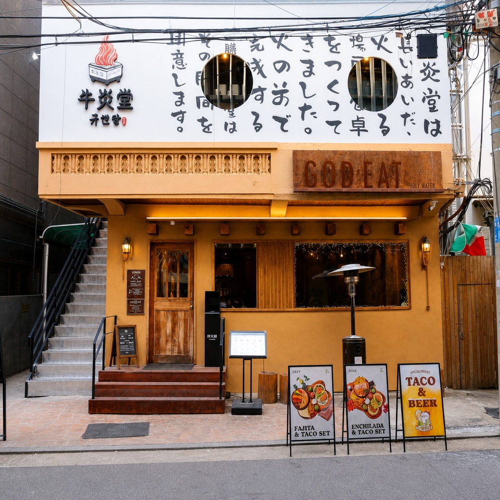 규엔당 성수본점의 내부와 상차림