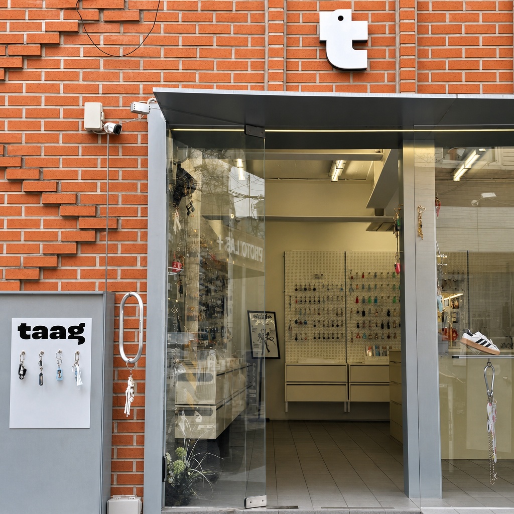 세련된 로고와 힙한 분위기의 태그 연남점 입구