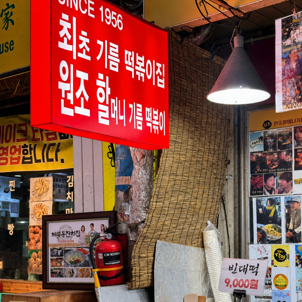 윤기가 흐르는 기름떡볶이와 세월의 흔적이 묻어나는 노포 외관