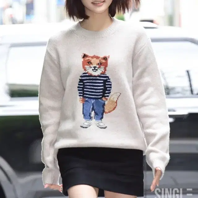 [키키지유]메종키츠네 여성 인타르시아 울 스웨터 니트 드레스폭스 상품 사진