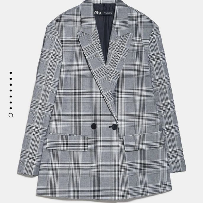 자라 zara 회색 체크 블레이저 어깨패드 자켓 그레이 s 박시 루즈핏 아우터 상품 사진