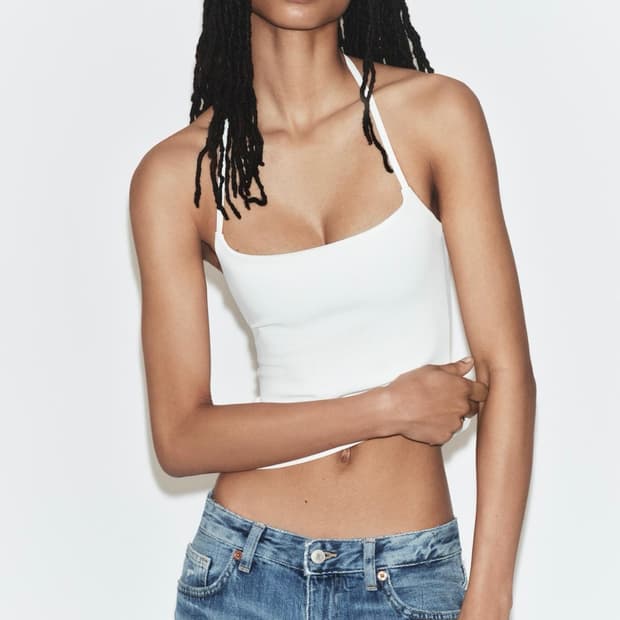 Zara 스트레치 홀터넥 니트 탑 · 상태 상 상품 사진