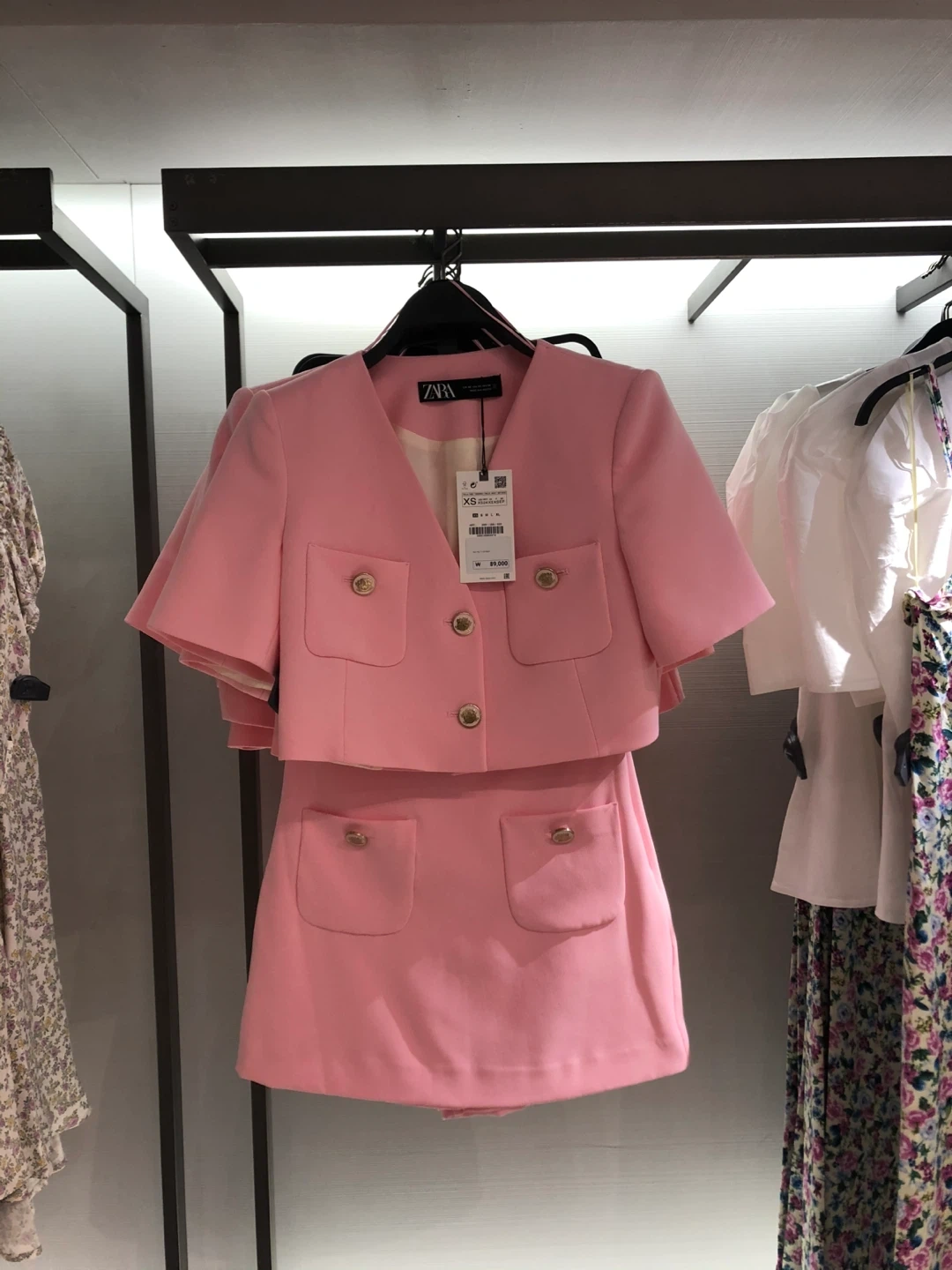 ZARA 핑크 크롭 자켓 & 스커트 세트(투피스 원가 15만, 최상급)💗😍 상품 사진