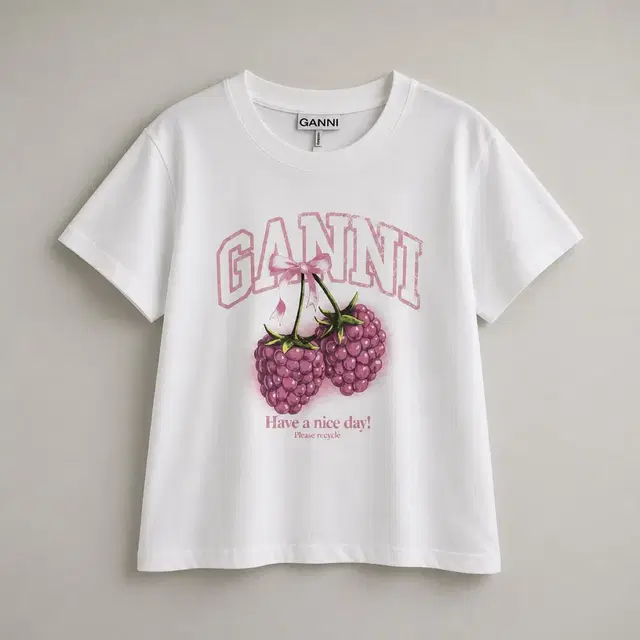 GANNI 라즈베리 반팔 티셔츠 상품 사진
