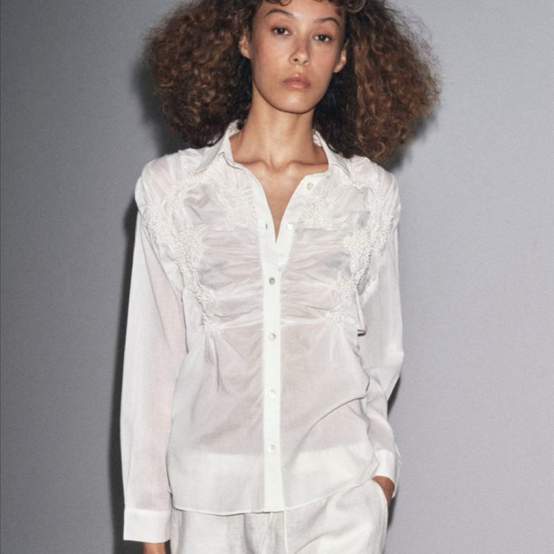 Zara 자수 면사 블라우스셔츠 · 상태 상 상품 사진