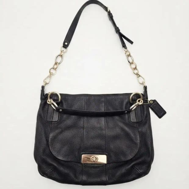 Coach Coach 코치 블랙 레더 숄더백 상품 사진