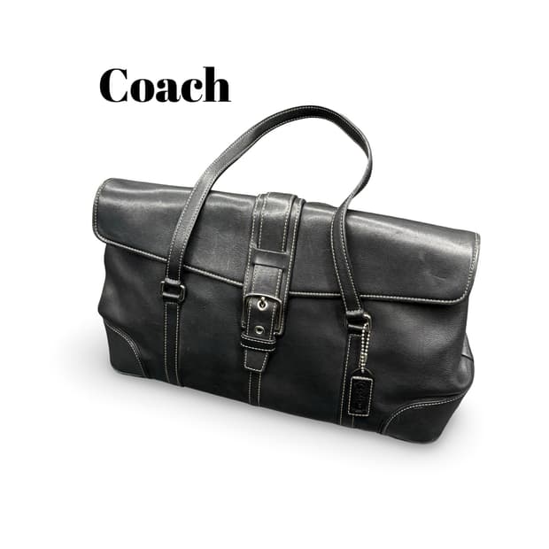 Coach 코치 블랙 레더 숄더백 상품 사진