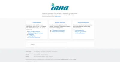 www.iana.org screenshot